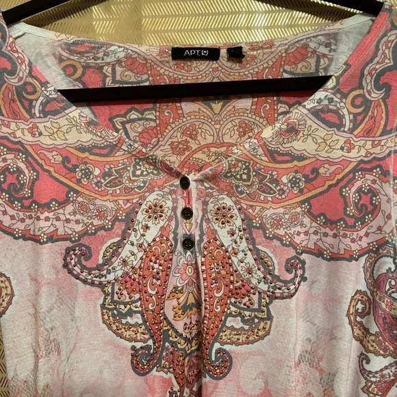 APT 9~ BOHO PULLOVER~ PINK BLOUSE~DECORATIVE~XL - Picture 6 of 8